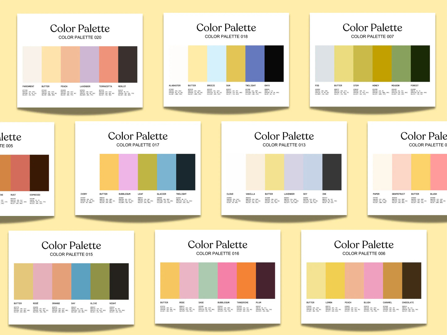 Butter Yellow Color Palette Kit The Color Palette Studio