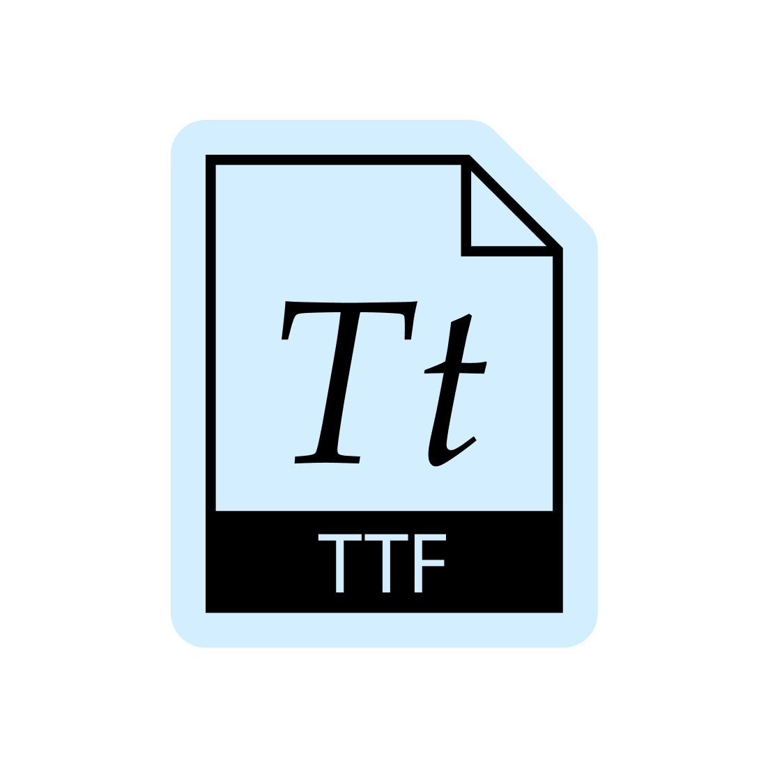 A black icon of a text file, highlighted in light blue