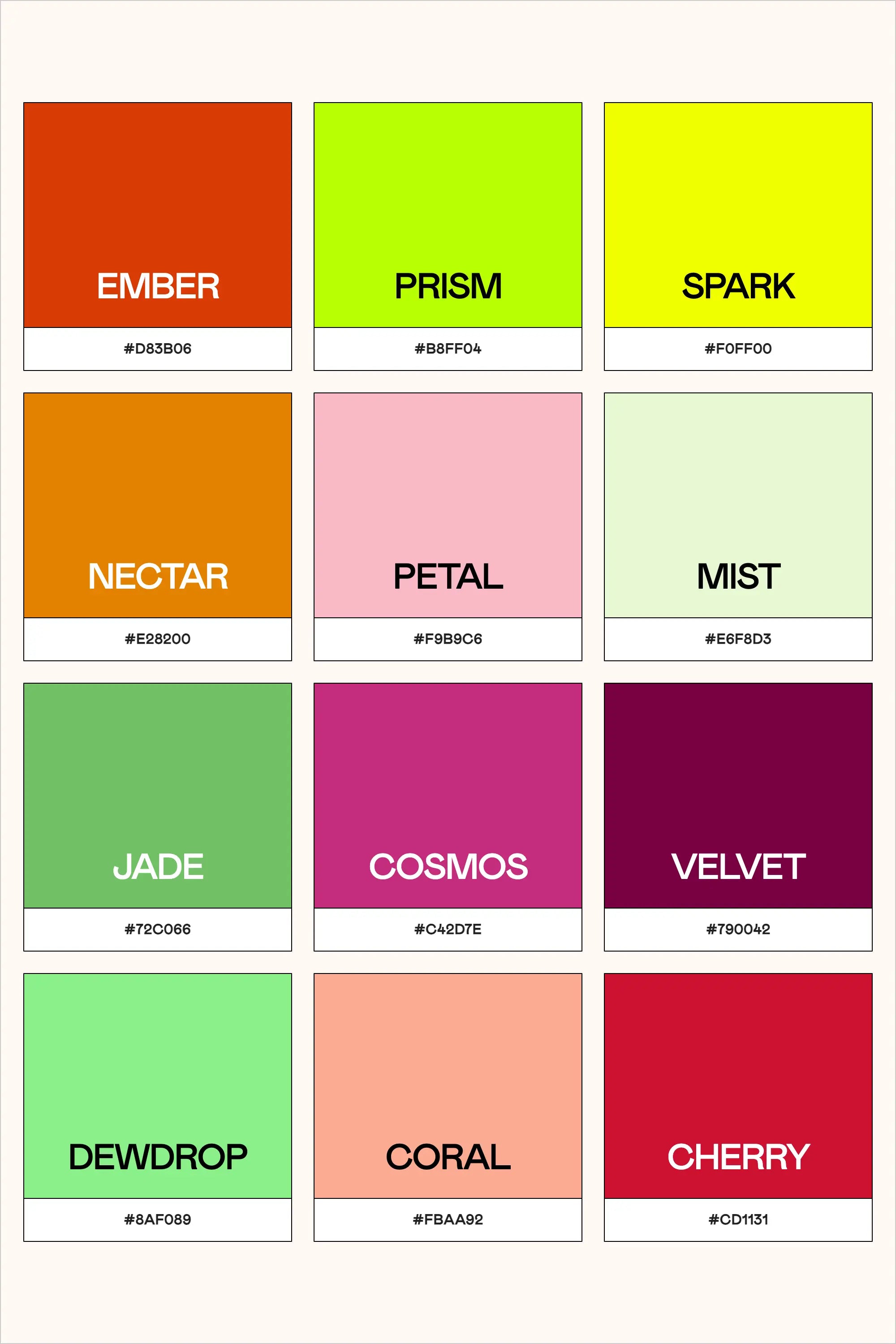 Vibrant Color Palette With Hex Codes