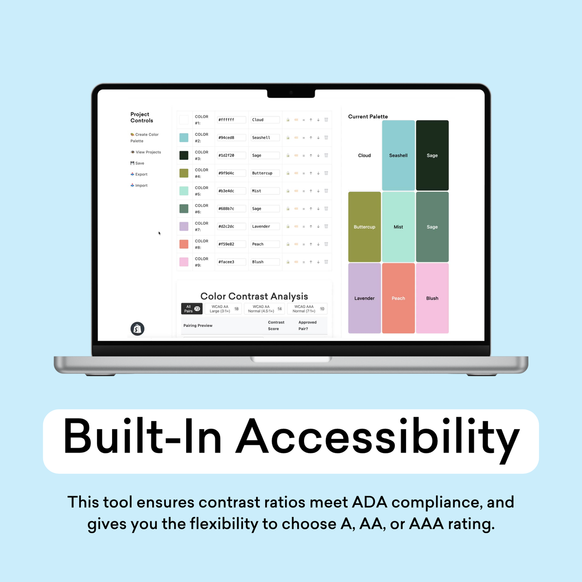 Color Palette Builder built-in accessibility