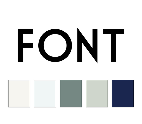 The text 'Font' with a series of cool and masculine colors