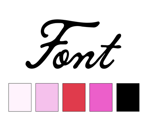 The text 'Font' with a series of romantic & playful colors